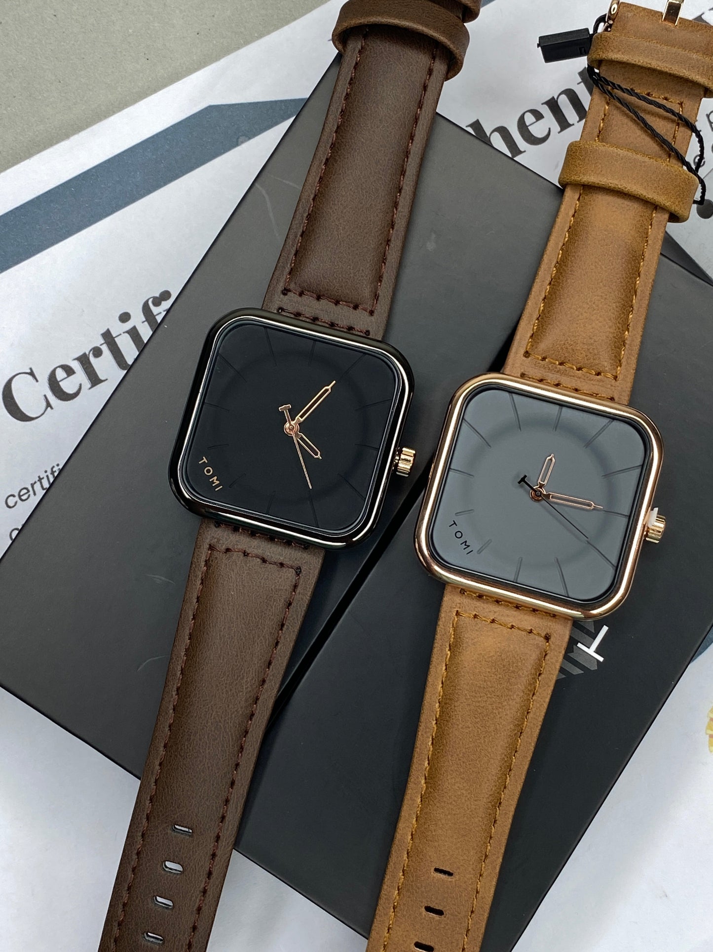 Tomi T-093 Square Design Straps Watch