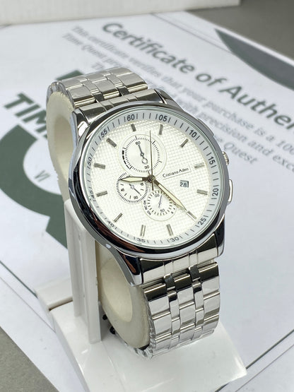 Cristiano Aillen Round Dial Luxury Stainless Steel Watch with Date Display For Men