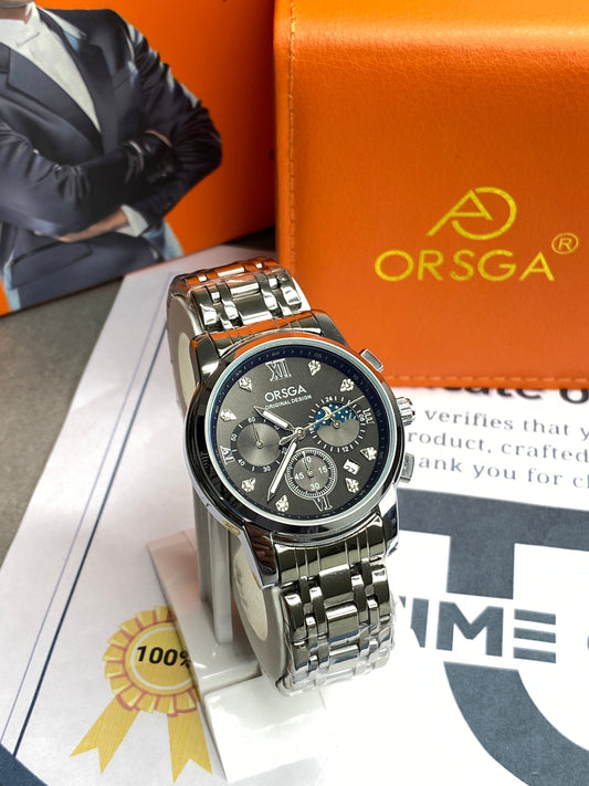 ORSGA Analog Display Chronograph Stainless Steel Chain Watch for Men