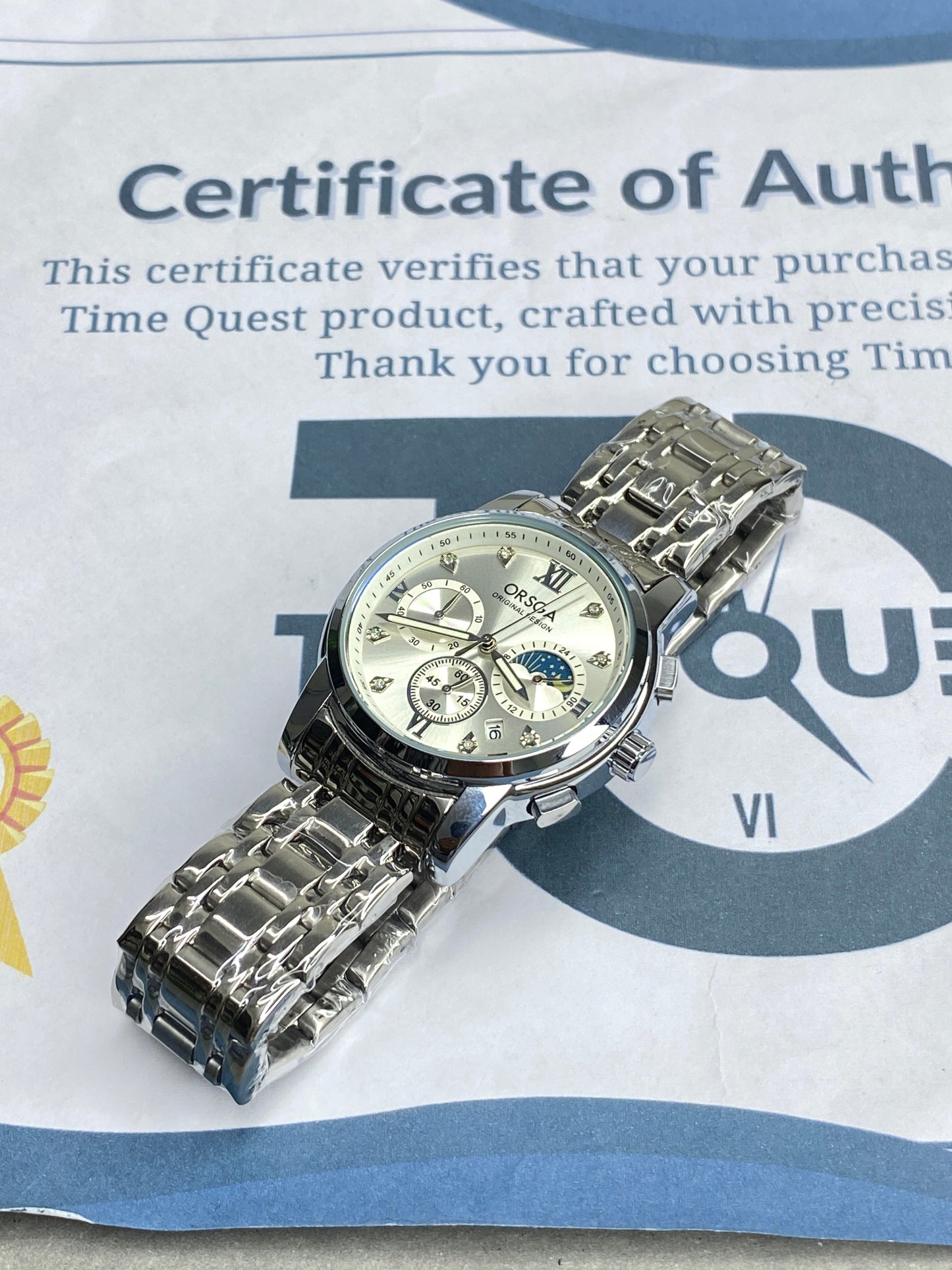ORSGA Analog Display Chronograph Stainless Steel Chain Watch for Men