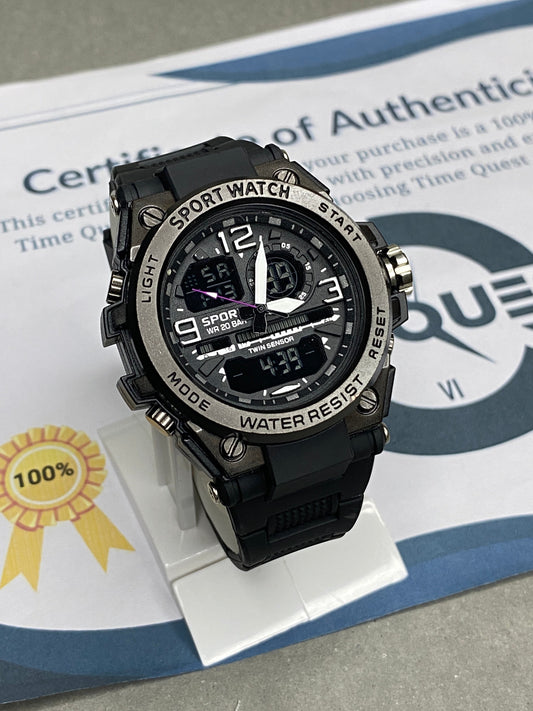 Dual Time Analog & Digital Sports Watch For Men