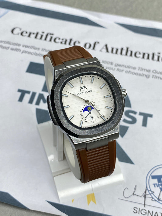 MATTURI Men’s Analog Watch with Date Display and Durable Rubber Strap