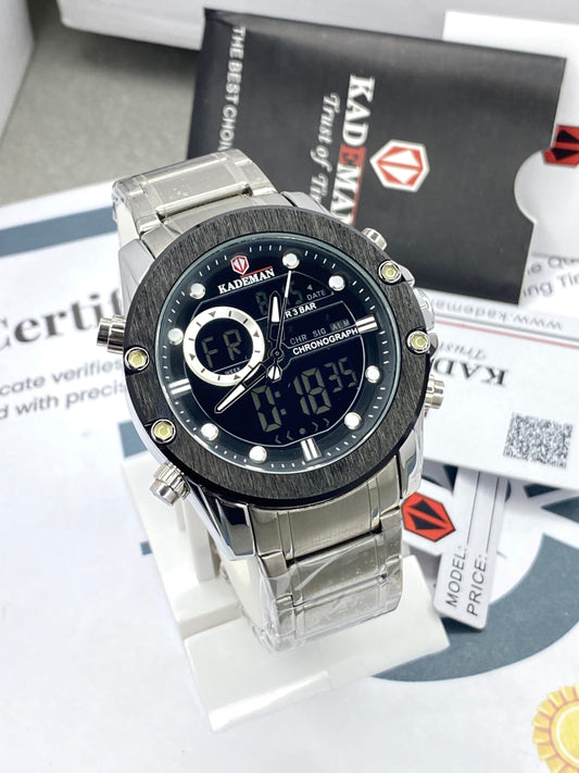 KADEMAN-K9089 Dual Time Stainless Steel Chain Watch For Men