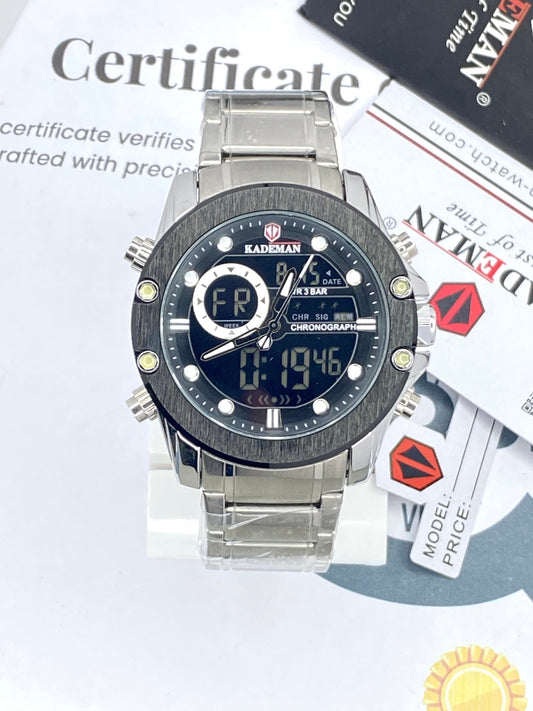 KADEMAN-K9089 Dual Time Stainless Steel Chain Watch For Men