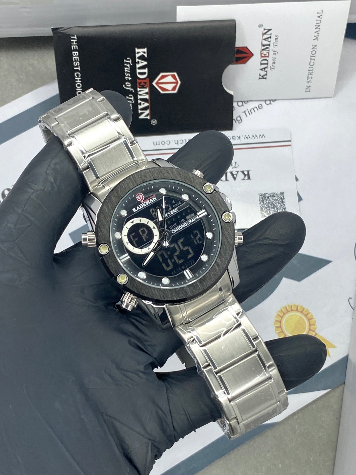 KADEMAN-K9089 Dual Time Stainless Steel Chain Watch For Men