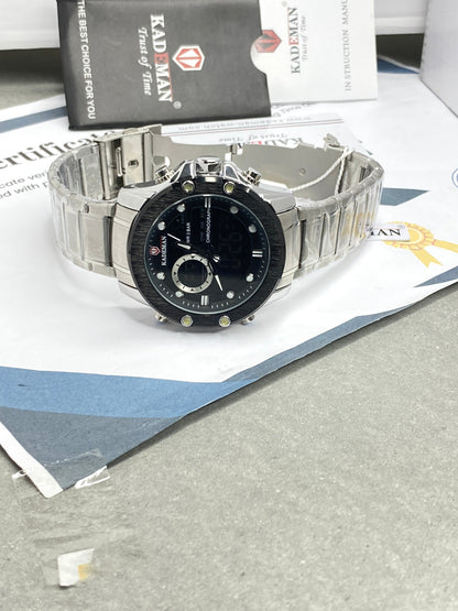 KADEMAN-K9089 Dual Time Stainless Steel Chain Watch For Men