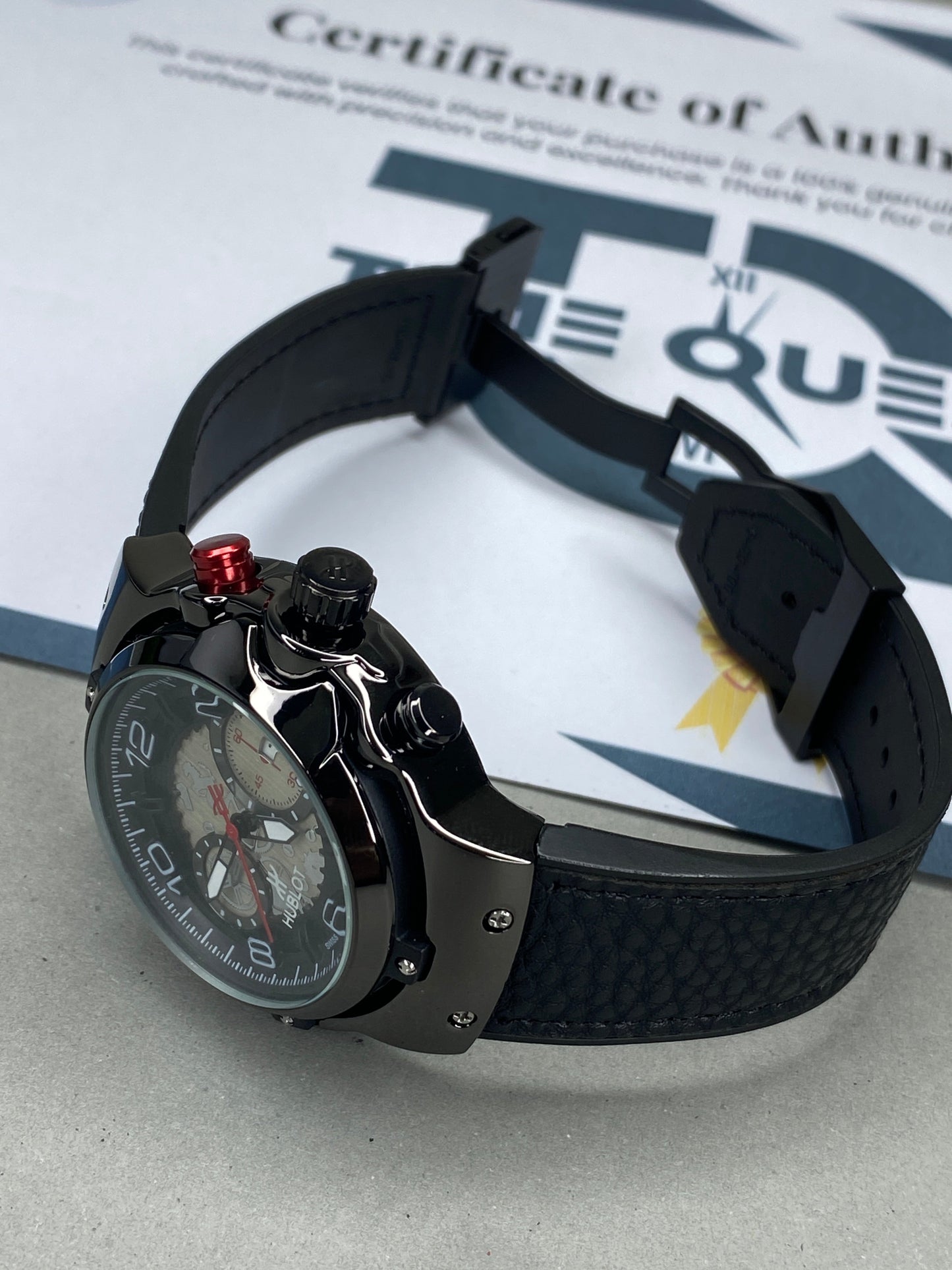 Hub Gevene Master Lock Leather Strap watch