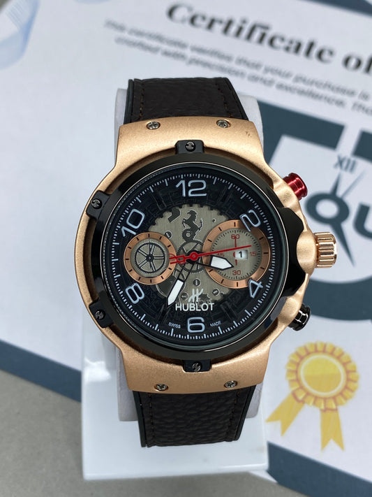 Hub Gevene Master Lock Leather Strap watch