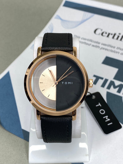 Tomi T-080 Transparent Design Leather Strap Watch