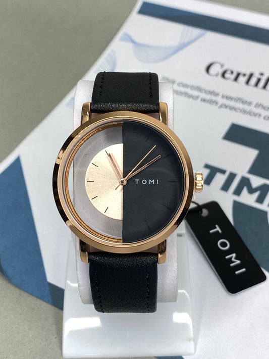Tomi T-080 Transparent Design Leather Strap Watch