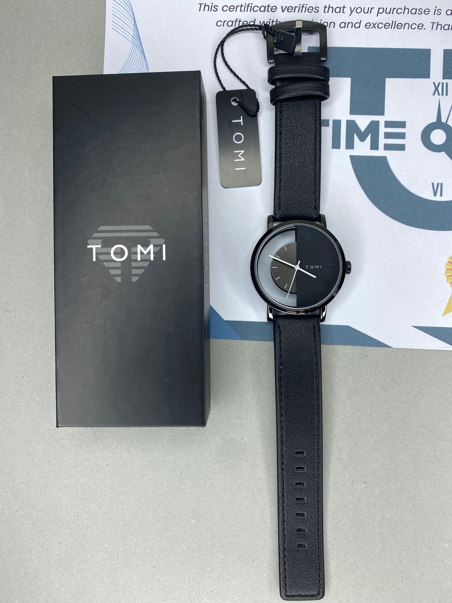 Tomi T-080 Transparent Design Leather Strap Watch