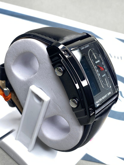 SKMEI 1868 Analog & Digital Leather Straps Watch