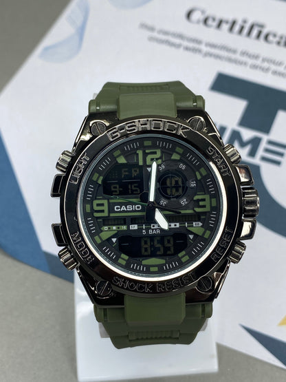 Dual Time Metallic Dial Analog & Digital Sports Watch