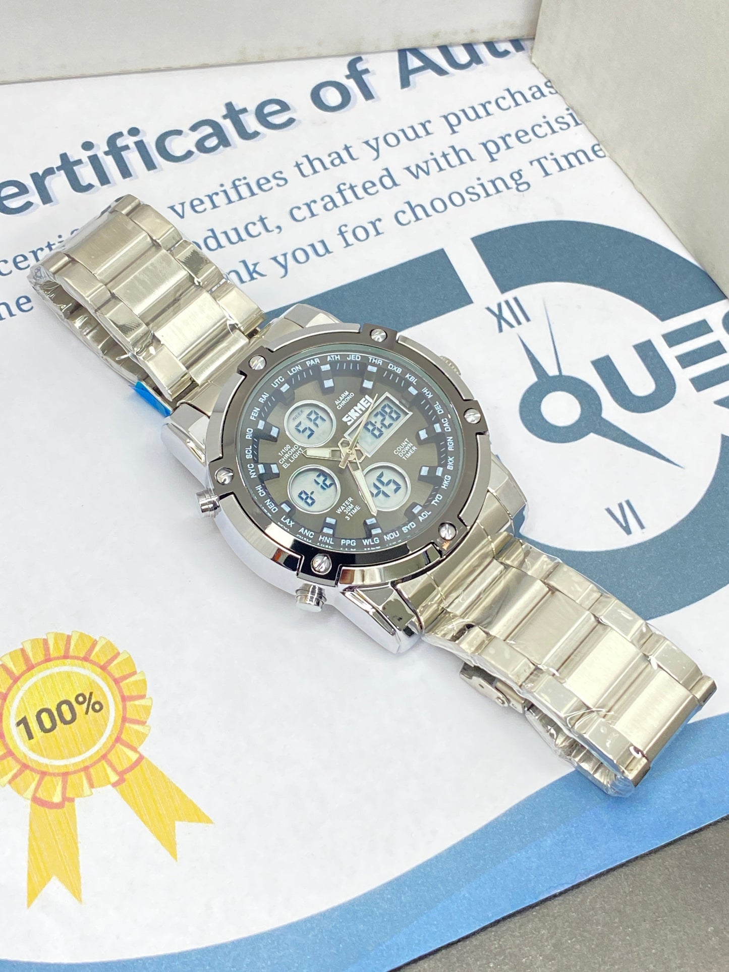 SKMEI 1389 Dual Display (Analog & Digital) Chain Watch For Men