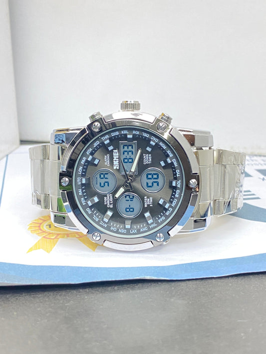 SKMEI 1389 Dual Display (Analog & Digital) Chain Watch For Men