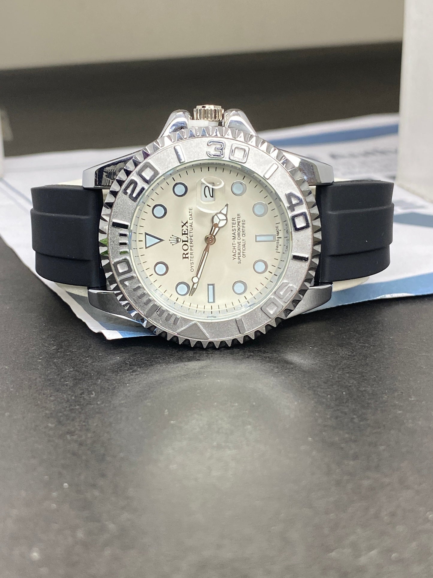 RLX Yacht Master Swiss-Made Watch with Rotatable Bazel and Date Display