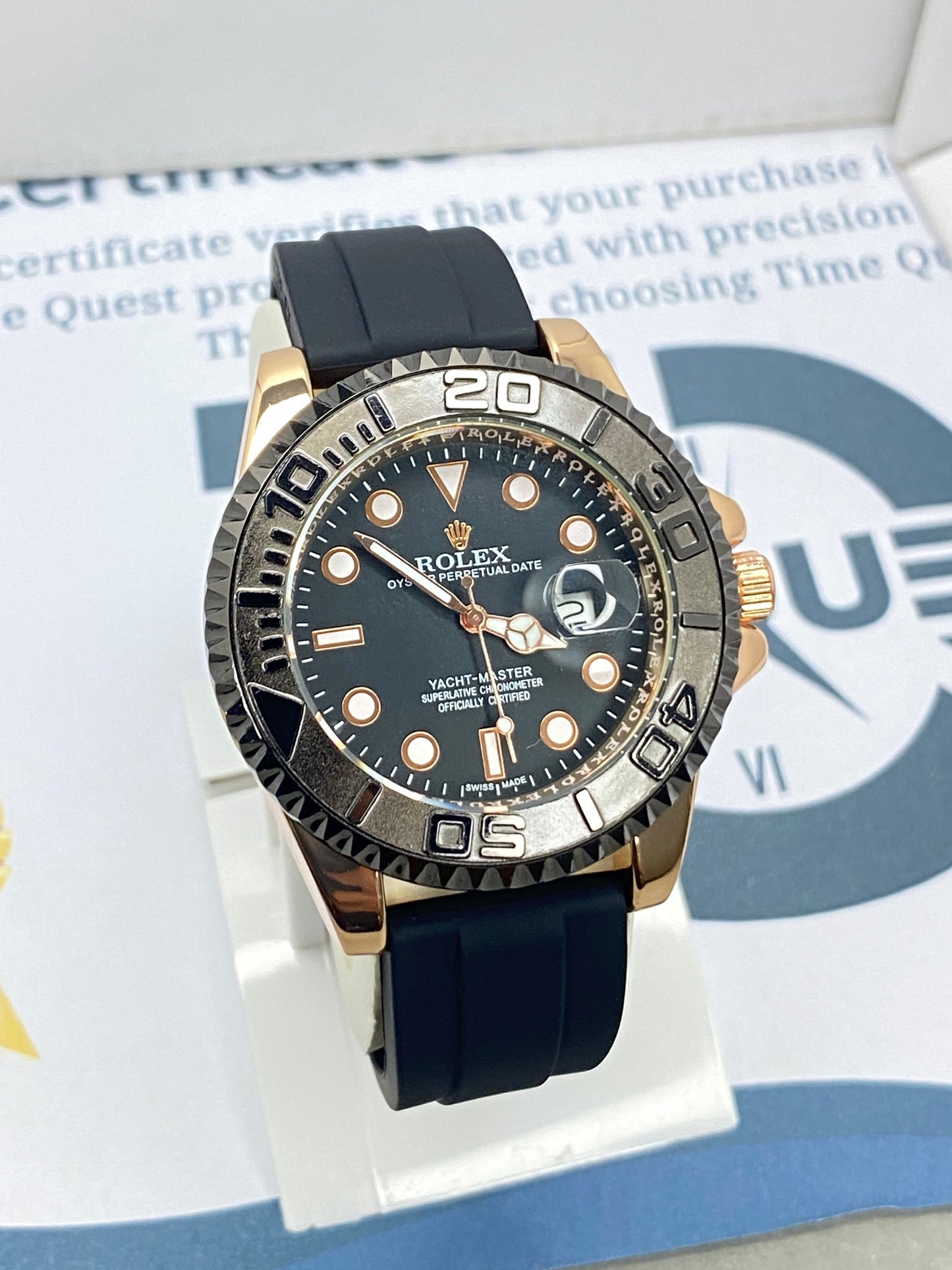 RLX Yacht Master Swiss-Made Watch with Rotatable Bazel and Date Display