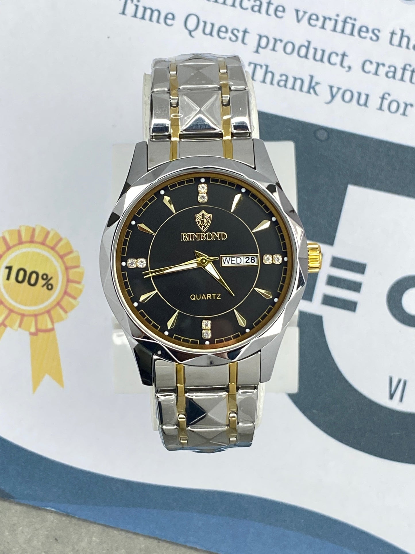 BINBOND Analog Luxury Chain Watch For Men with Date & Day Display