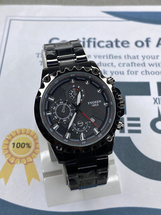 FNGEEN - 1853 Analog Time Stainless Steel Watch For Men With Date Display
