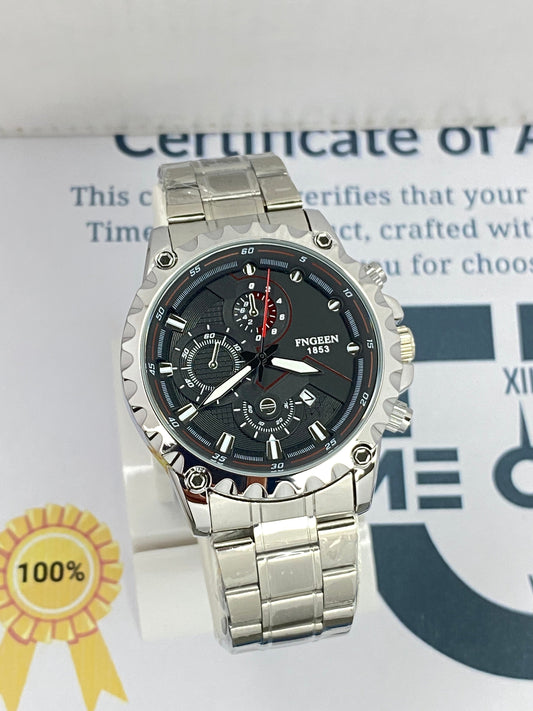 FNGEEN - 1853 Analog Time Stainless Steel Watch For Men With Date Display