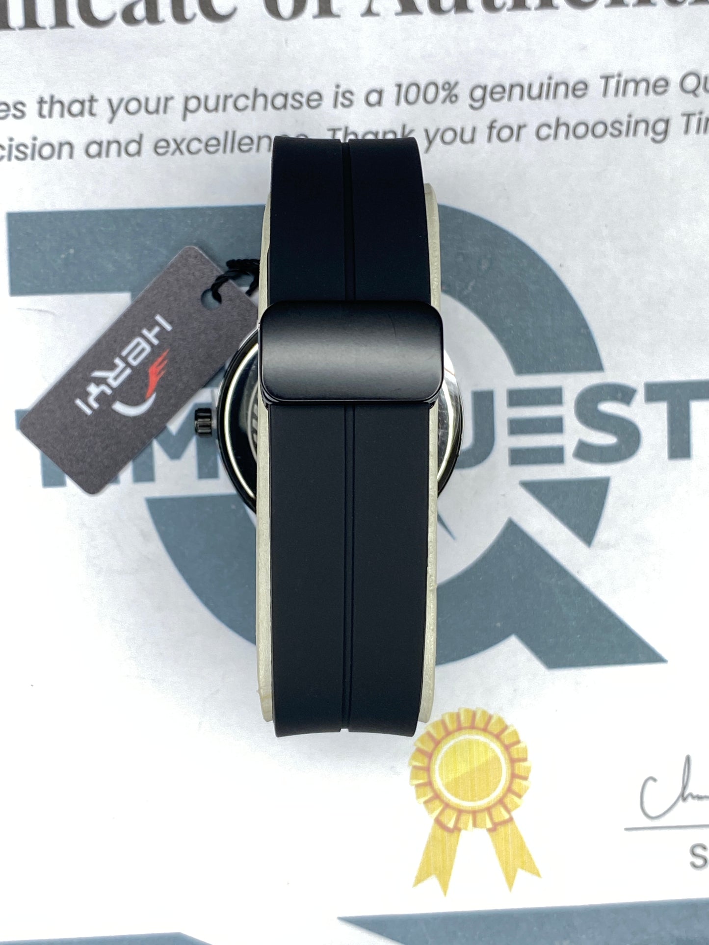 Heyri Rotatory Dial Caseno Design Watch with Silicon Straps & Magnetic Lock for Men