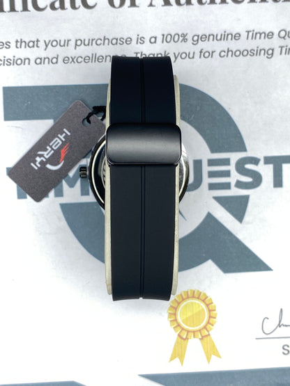 Heyri Rotatory Dial Caseno Design Watch with Silicon Straps & Magnetic Lock for Men