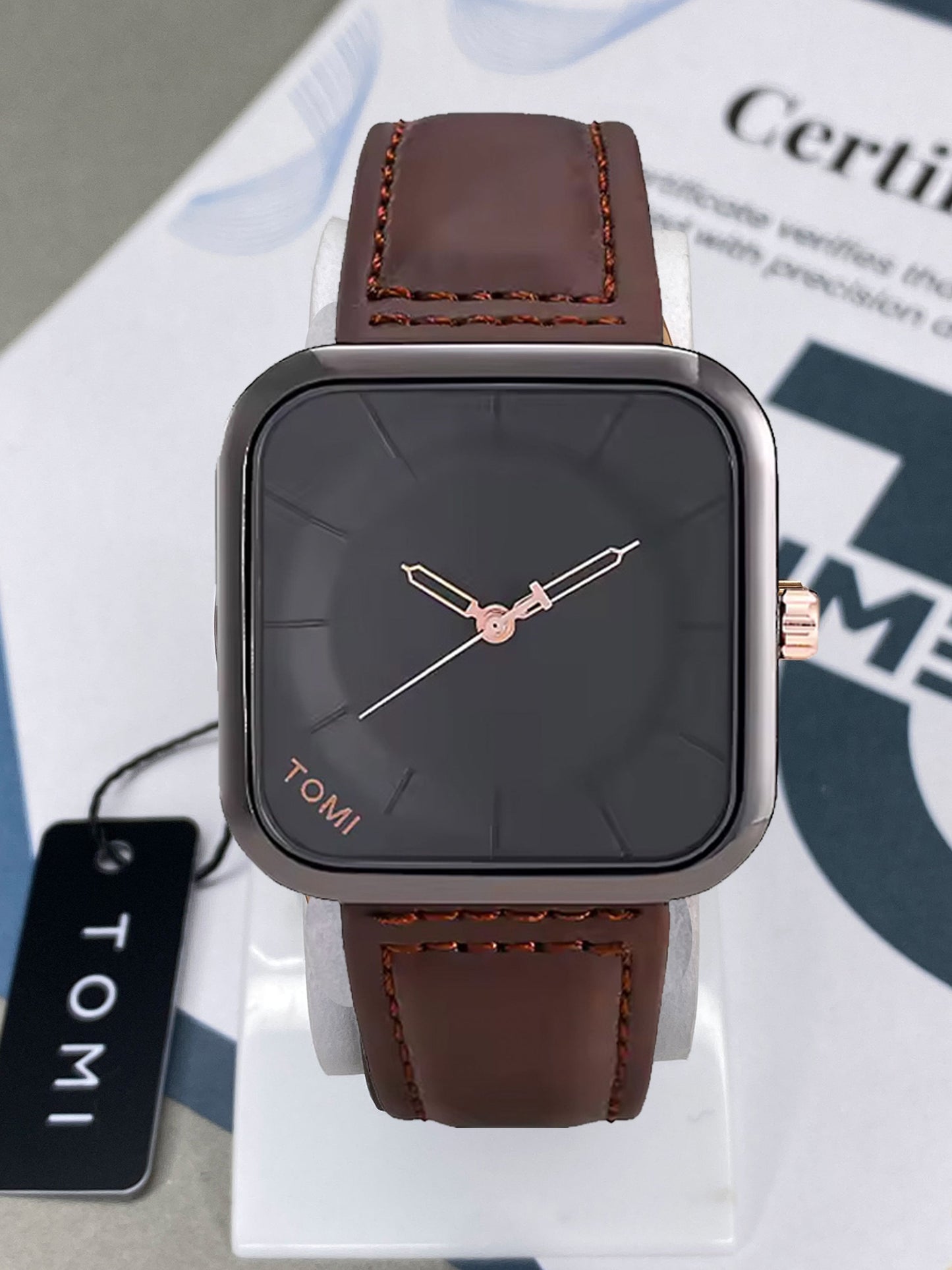 Tomi T-093 Square Design Straps Watch